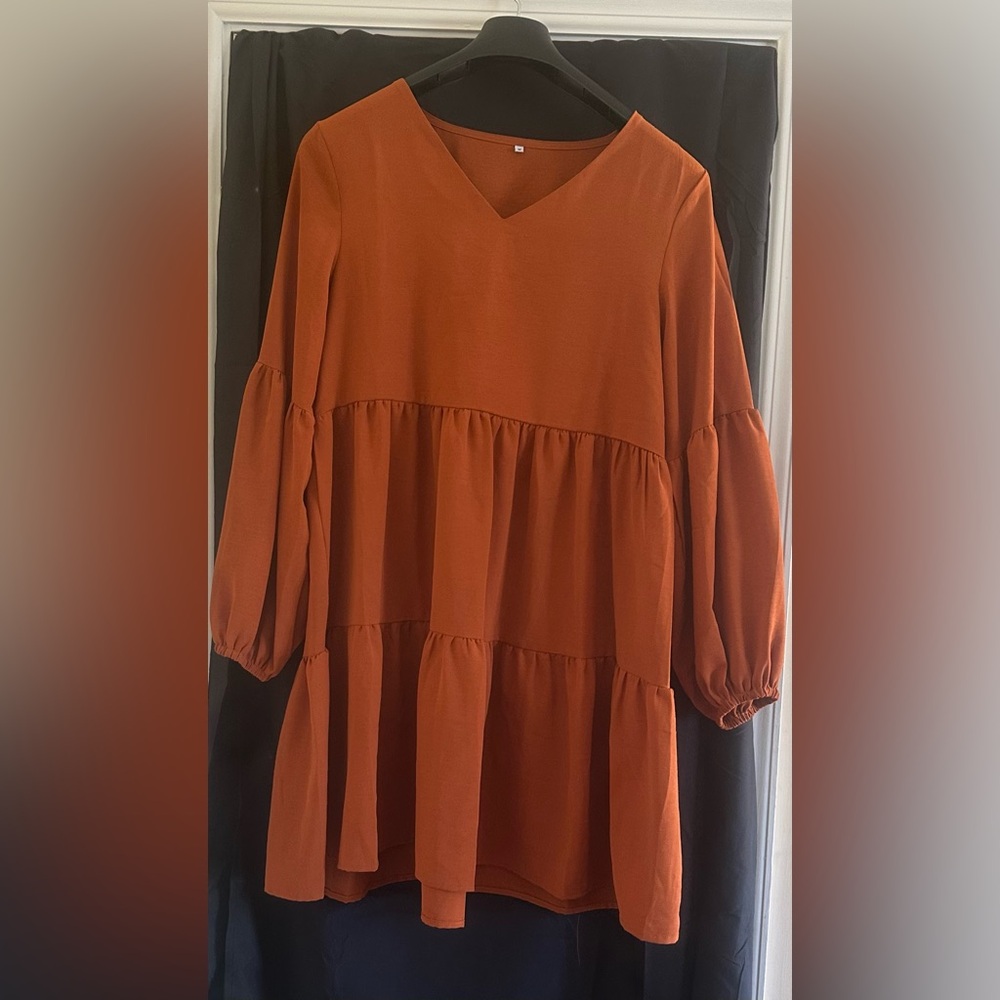 Rust Orange Tiered Dress